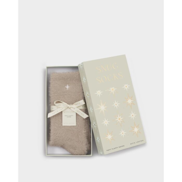Katie Loxton Gift Boxed Fluffy Socks - Taupe